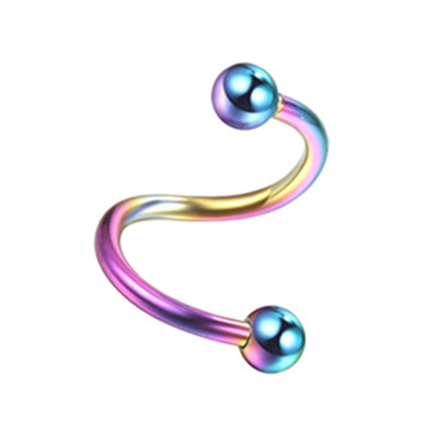 1PCS Stainless Steel Crystal Twist Helix Earring Cartilage Jewelry S Shape Labret Piercing Lip Ring Twist Tragus Earring Stud