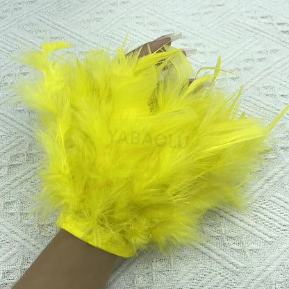 Women Natural Fur Feather Cuffs Snap On Bracelet Arm Cuff Shirts Sleeves For Women Real Ostrich Feather  Anklet Wrist Cuff