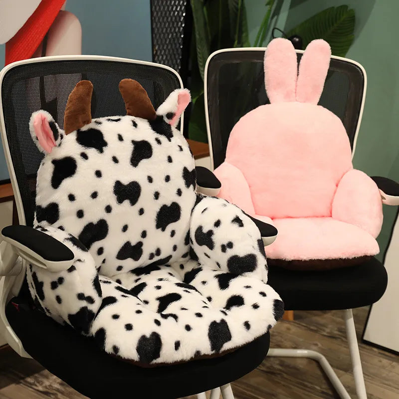 2 Sizes Sofa Cow Pillow Animal Seat Cushion Stuffed Plush Sofa Indoor Floor Home Chair Decor Winter