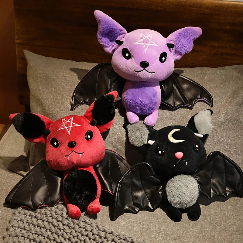 Dark Series Vampire Plush Bat Toy Pentacle Moon Bat Doll Stuffed Gothic Rock Style Bag Halloween Plush Kids Toy Home Decor