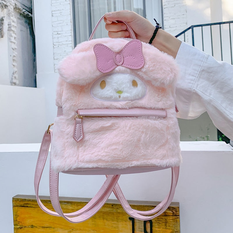 Sanrio Cinnamoroll My Melody Plush Backpack Kawaii Girl Backpack Anime Cute Plushie Dog Cartoon Lolita Plush Bag Toy Birthday