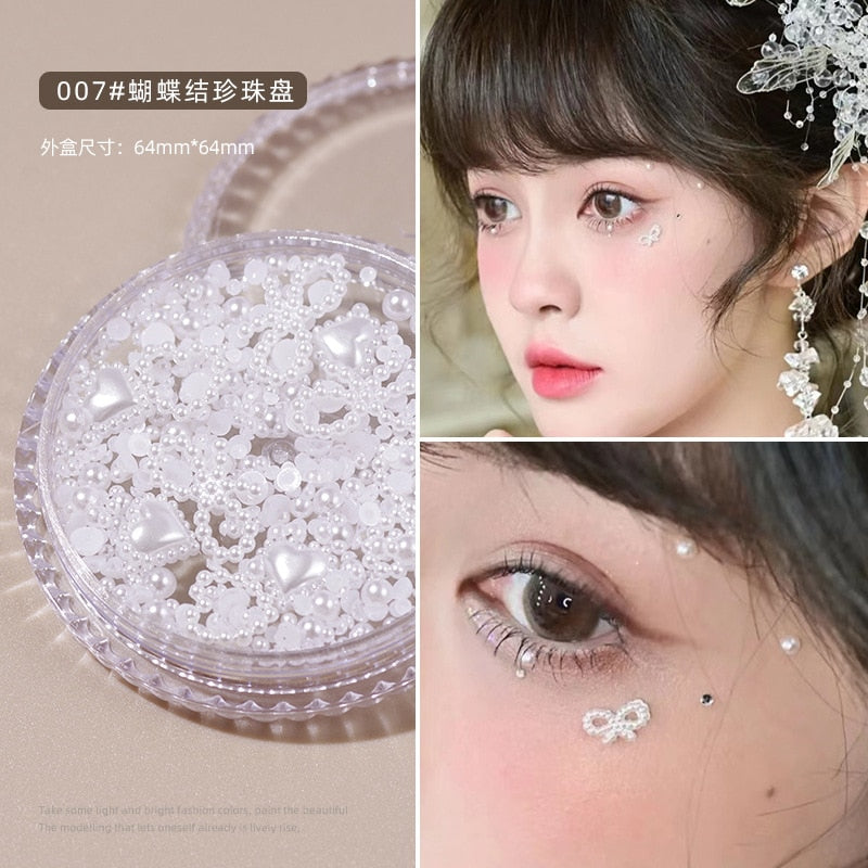 1Box Eyes Face Makeup Facial Decoration Patch Butterfly Diamond Pearl Adhesive Rhinestone Glitter Sequin DIY Nail Art Decoration