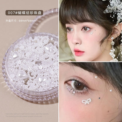 1Box Eyes Face Makeup Facial Decoration Patch Butterfly Diamond Pearl Adhesive Rhinestone Glitter Sequin DIY Nail Art Decoration