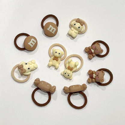 10pcs/Set Cute Bear Rabbit Finger Hair Ties Baby Toddler Elastic Mini Cartoon Animal Flower Ponytail Holder Hair Ropes For Girls