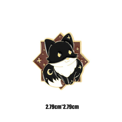 Little Fox Combination Metal Enamel Brooch Japanese Cartoon Cute Nine-tailed Fox Small Animal Badge Pin Jewelry Men Women Gifts