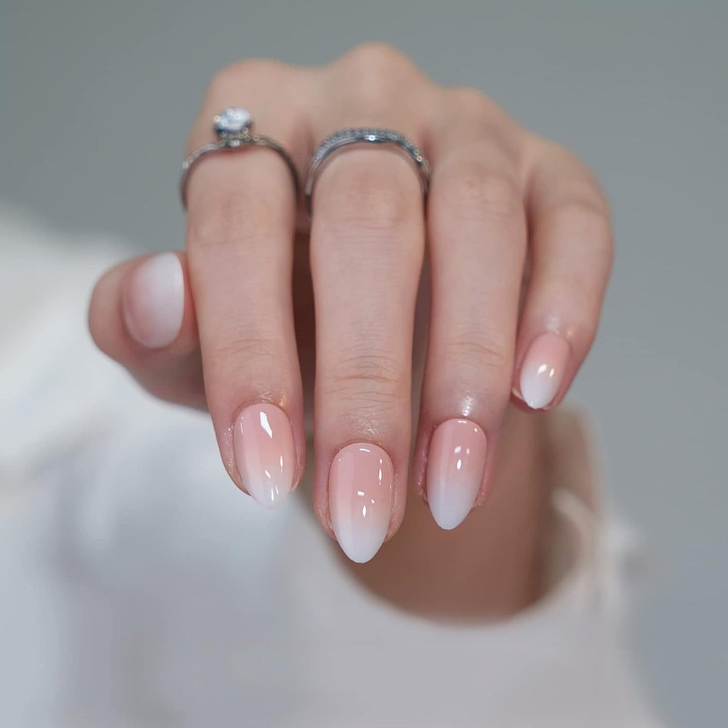 24pcs pink clouds design false nails with glue press on nails medium length acrylic nails coffin full cover nails tips supplies