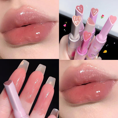 Jelly Mirror Lipstick Lip Gloss Non-stick Cup Mirror Lip Tint Heart-shaped Lipstick Moisturizing Lipgloss Long-lasting Lipstick