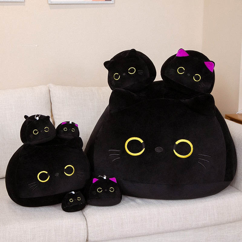 25cm Kawaii Black Cat Plush Toy Soft Stuffed Animal Pillow Black Cat Plush Doll Baby Toys Plushie Christmas Gift for Kids Girls