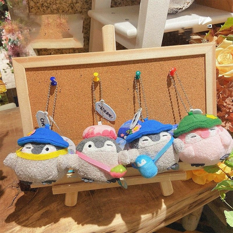 Kawaii Plush Keychain Bag Charm Cartoon Cute Mini Penguin Stuffed Animal Plushies Soft Doll Car Trinket Key Chain Women Girls Keyring Kids Birthday Gifts