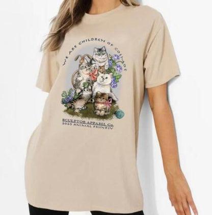 sunfiz Kawaii The Kitten Club Women T Shirt Streetwear White Cotton Short Sleeve Femme Oversized Graphic Tee Cute Grunge Tops
