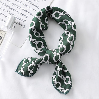 Women Small Satin Silk Scarf Square Print Wrap Foulard Femme Handkerchief Bandana Neck Hair Skinny Tie Scarves Shawls