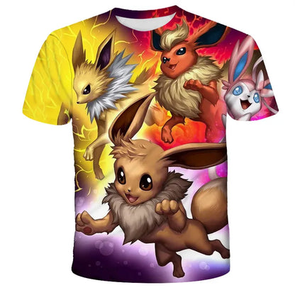 Pokemon Pikachu T-shirts Squirtle Summer 3D Kids Tshirts Pokemon Boys Girls Anime Game Cartoon Fashion Hip Hop Clothing