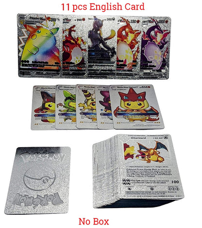 Rare Limited Edition 11pcs Pokémon Card Set: Gold Silver Black VMAX GX Surprise Gift Spanish English