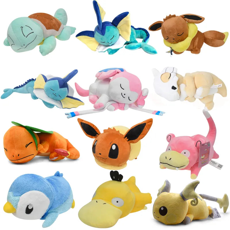 Pokemon Sleep Weighted Eevee Charmander Vaporeon Squirtle Piplup Psyduck Raichu Sylveon Anime Stuffed Plush Cartoon Peluche Toys