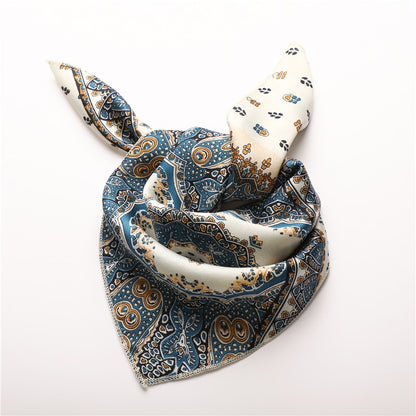 Women Small Satin Silk Scarf Square Print Wrap Foulard Femme Handkerchief Bandana Neck Hair Skinny Tie Scarves Shawls