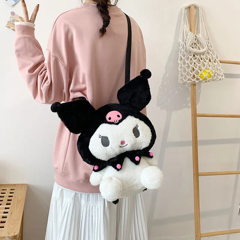 Sanrio Plush Bag Cinnamoroll My Melody Kuromi Pompompurin Hello Kitty Pikachu Anime Kawaii Backpack Shoulder Bag Messenger Bag