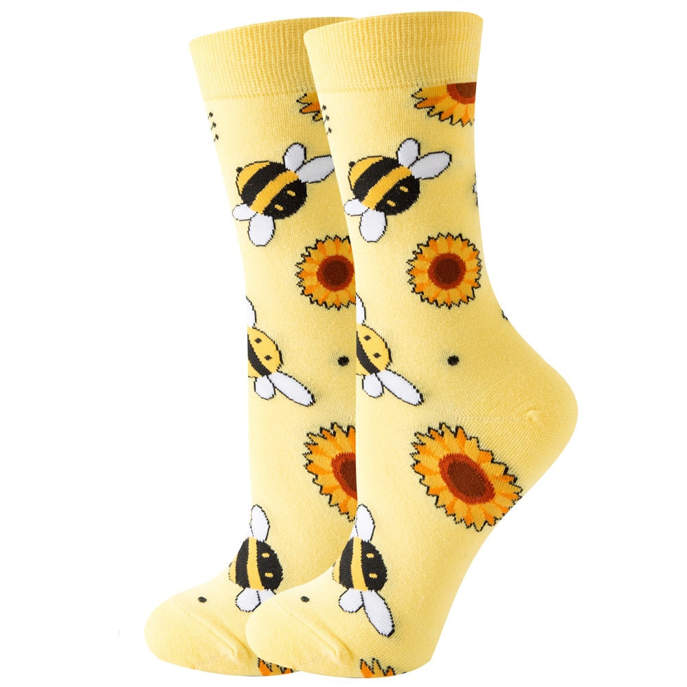 Cute Women Socks Cartoon Animal Food Fruit Socks  Kawaii Funny  Trendy Socks Happy Harajuku Casual Socks Autumn Spring Stocking