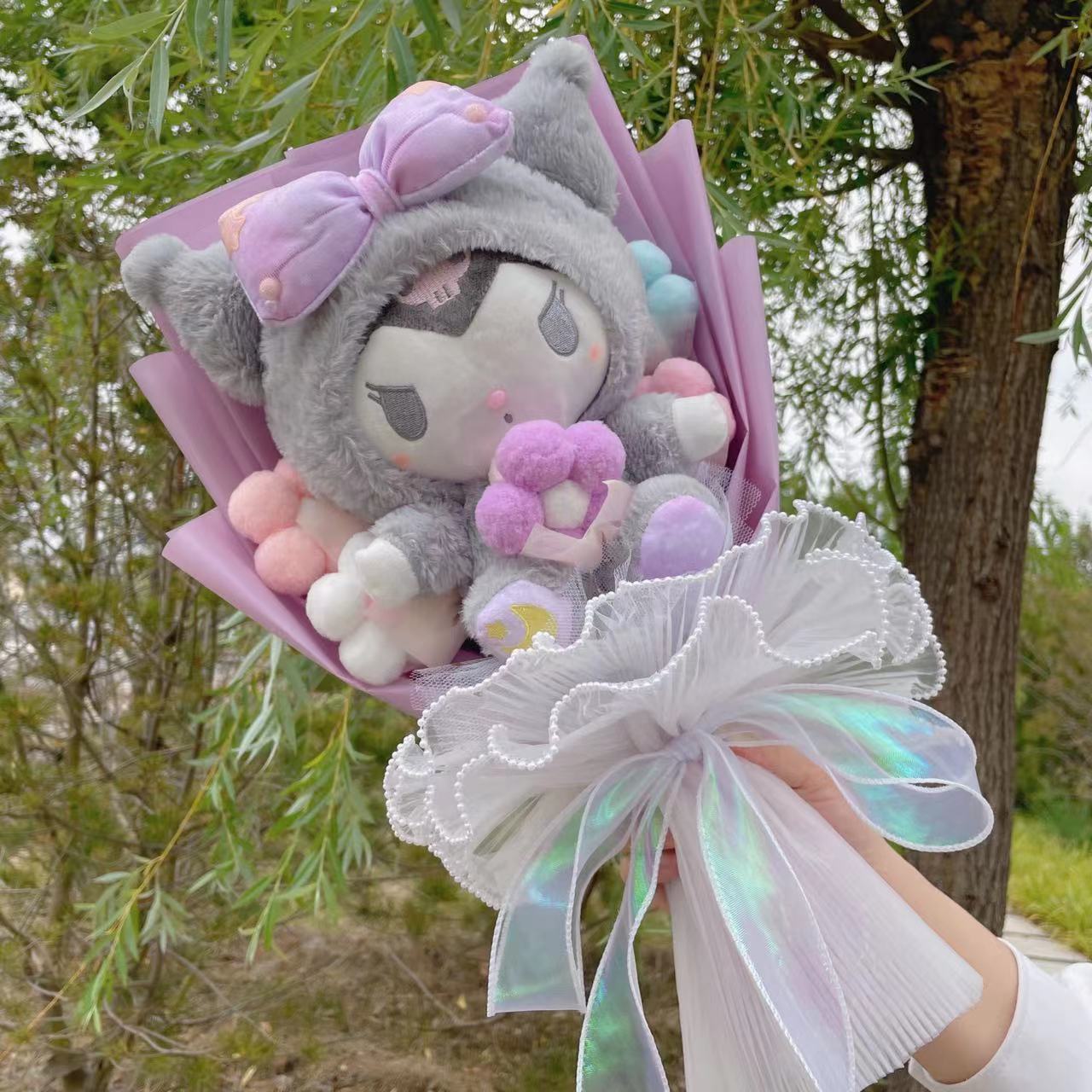 Cartoon My Melody Kuromi Cinnamoroll Kt Cat Hello Kitty Plush Doll Toy Sanrio Bouquet Gift Box Valentine's Day Christmas Graduation Gifts