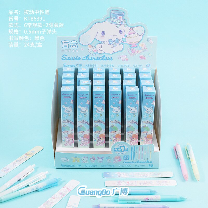 24pcs Sanrio Neutral Pen Cute Hello Kitty Melody Kuromi Cinnamoroll Roller Ball Pens Office School Supplies Stationery Wholesale