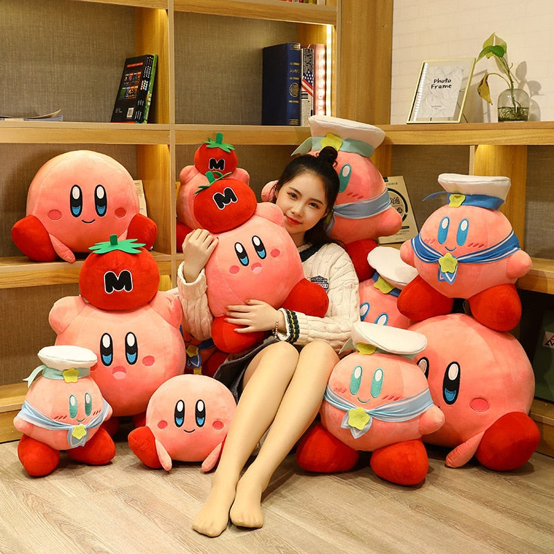 Star Kirby Plush Toys Pillow Cute Chef Love Strawberry Kirby Video Game Plush Doll Soft Stuffed Cartoon Sofa Cushion Birthday Gift for Kids