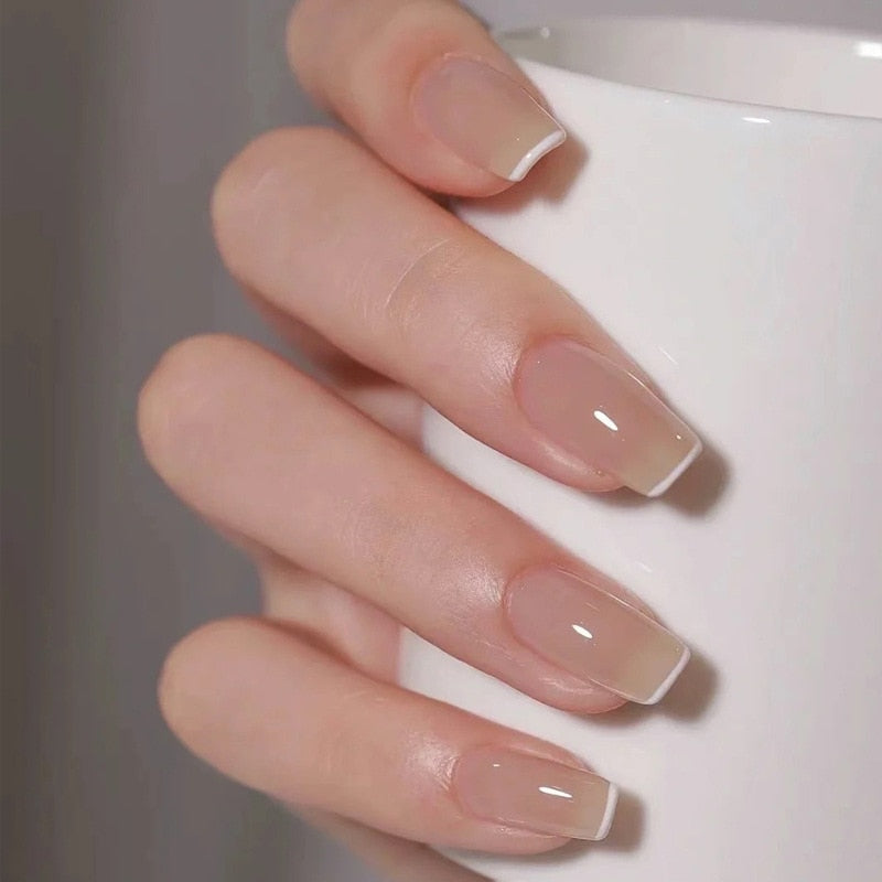 24pcs Wearable Pink Press On Fake Nails Tips With Glue false nails design Butterfly Lovely Girl false nails With Wearing Tools