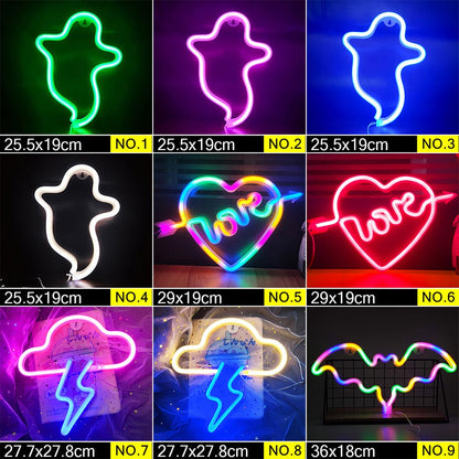 Wholesale LED Neon Night Light Sign Wall Art Sign Night Lamp Xmas Birthday Gift Wedding Party Wall Hanging Neon Lamp Home Decor