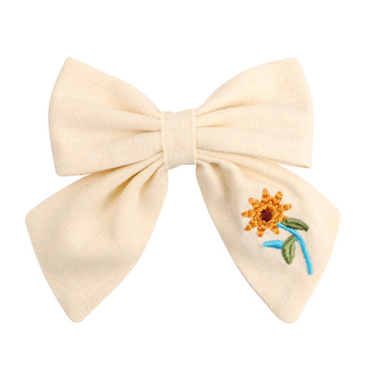 Fashion Embroidery Bows Hair Clips Solid Hairpins For Girls Handmade Ribbon Barrettes Kids Butterfly Hair Pin Korean Headwear