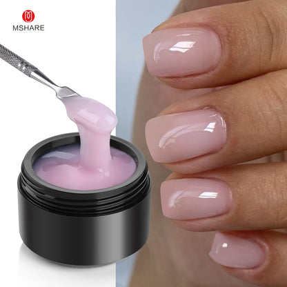 MSHARE Milky White Builder Nail Extension Gel in A Bottle 10ml Self leveling Nails Quick Building Clear Pink UV Led Gel