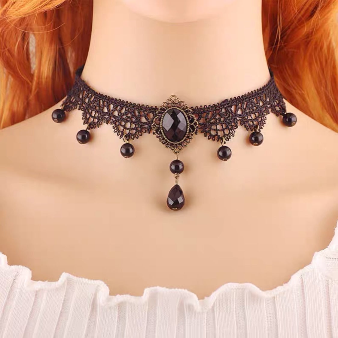 Korean Fashion Velvet Choker Necklace for Women Vintage Lace Necklace with Pendants Gothic Girl Neck Jewelry Accessories