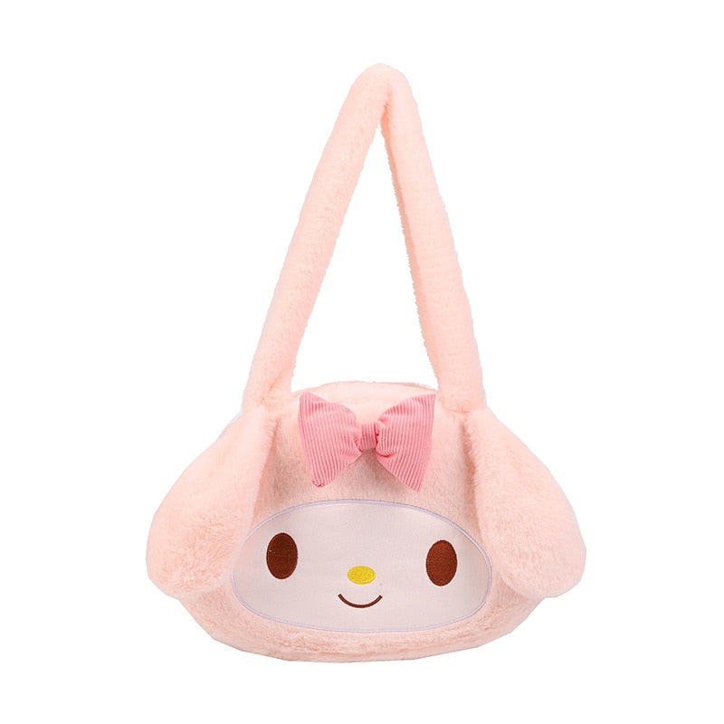 Kawaii Sanrio Plush Cinnamoroll Melody Kuromi Women Tote Handbags Shoulder Bags Fashion Female Messenger Bags Purses Xmas Gifts