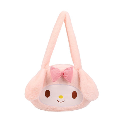 Kawaii Sanrio Plush Cinnamoroll Melody Kuromi Women Tote Handbags Shoulder Bags Fashion Female Messenger Bags Purses Xmas Gifts