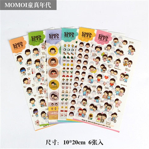 6pcs/lot  Waterproof Cartoon Cute Transparent Diy Decoration Stickers Korea Hand Account Stickers Kawaii Plastic Cup Stickers