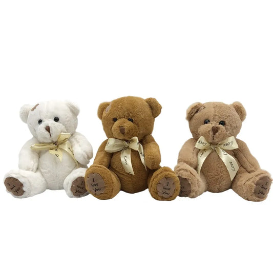 18CM Stuffed Teddy Bear Dolls Patch Bears Three Colors Plush Toys Best Gift for Girl Toy Boy Wedding Gifts