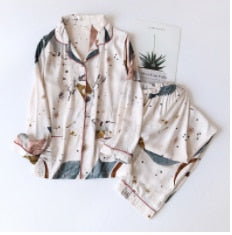 JULY'S SONG Pink 7 Pieces Women's Pajamas Sets Faux Silk Striped Pyjama Women's Pajamas Sleepwear Sets Spring Summer Homewear