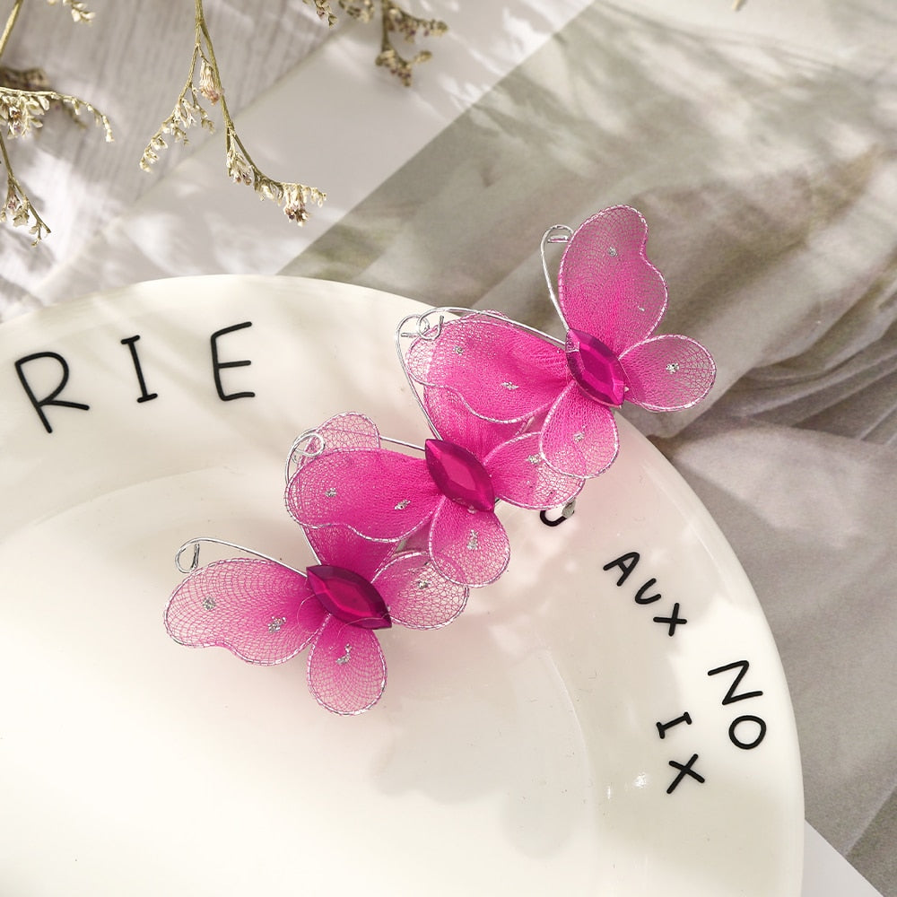 Butterfly Hairpins New Korean Yarn Elegant Metal Tassel Long Hair Clips For Women Hanfu Antique Party Hair Accessories