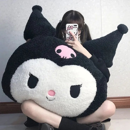 Giant Sanrio Plush Kawaii Stuffed Doll My Melody Black Purple Kuromi Cartoon Sofa Bed Soft Pillow Toys For Kids Girl Xmas Gifts