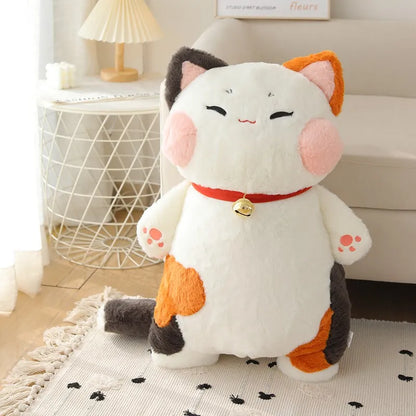Japan Calling Bring Fortune Cat Plushie Stuffed Animals Flower Orange White Cats Throw Pillow Neck Bell Decor Necklace Toys Kid