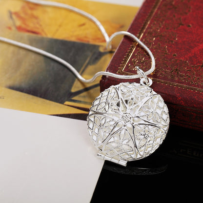 925hot sale Silver color Photo Frame Pendant Necklace Snake Chain For Woman Charm Wedding Fashion Jewelry ColorLN072