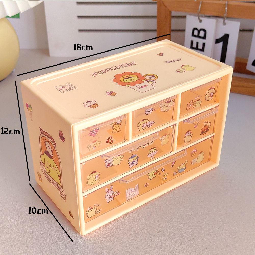 Sanrio Kuromi Kawaii Anime Sticker Accessories Diy Storage Box Cute Cartoon Cinnamoroll Dormitory Divided Drawer Case Toys Girls