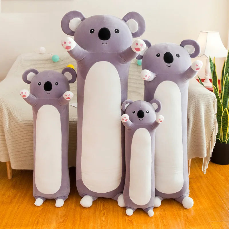 65~120cm Long Giant Panda Plush Toy Cylidrical Animal Bolster Pillow Koala Stuffed Plushie Children Sleeping Friend