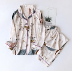 JULY'S SONG Pink 7 Pieces Women's Pajamas Sets Faux Silk Striped Pyjama Women's Pajamas Sleepwear Sets Spring Summer Homewear