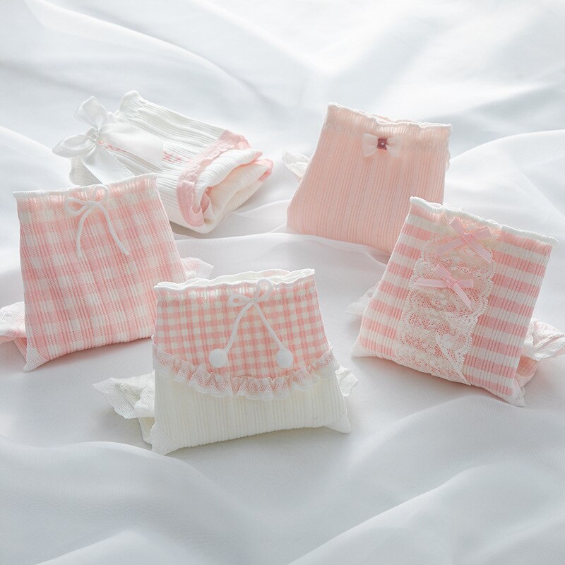 WONTIVE 1pc 3pcs set Cute Panties with Bow Knot Womens Cotton Panties Pink Lolita Japanese Panty Underwear For Women Girl Briefs