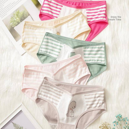 5Pcs/set Cotton Underwear Cute Cartoon Cat Panties for Woman Girl Soft Pantys Plus Size Breathable Briefs Female Lingerie