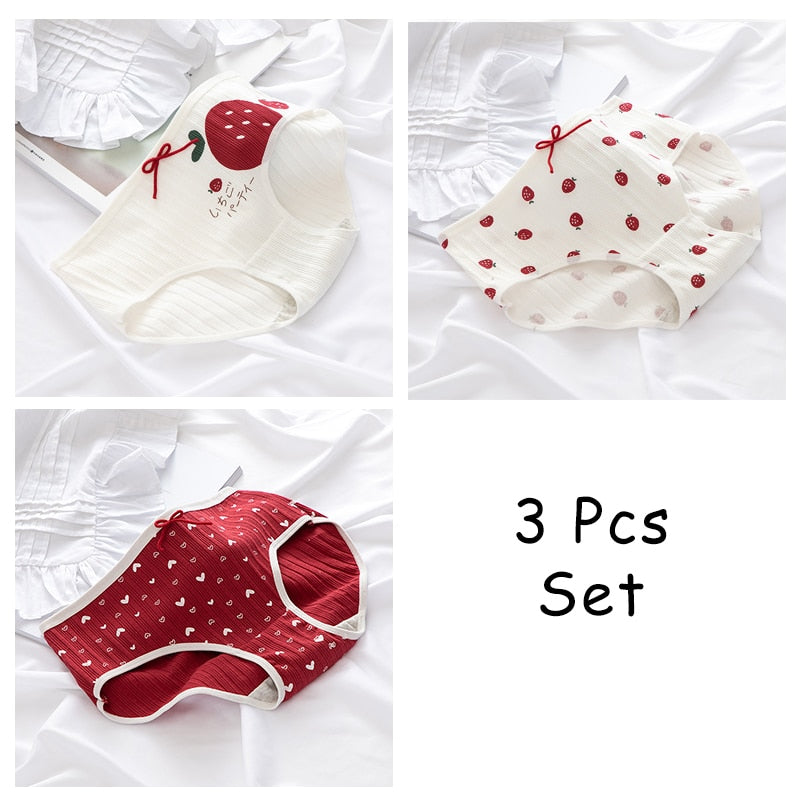 WONTIVE 1pc 3pcs set Cute Panties with Bow Knot Womens Cotton Panties Pink Lolita Japanese Panty Underwear For Women Girl Briefs