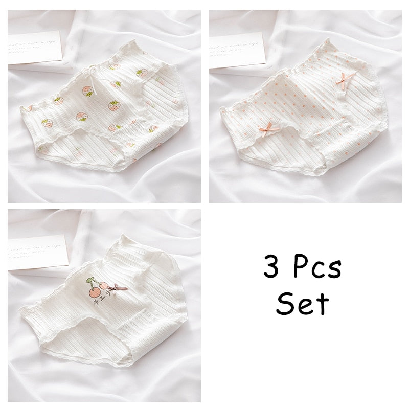 WONTIVE 1pc 3pcs set Cute Panties with Bow Knot Womens Cotton Panties Pink Lolita Japanese Panty Underwear For Women Girl Briefs
