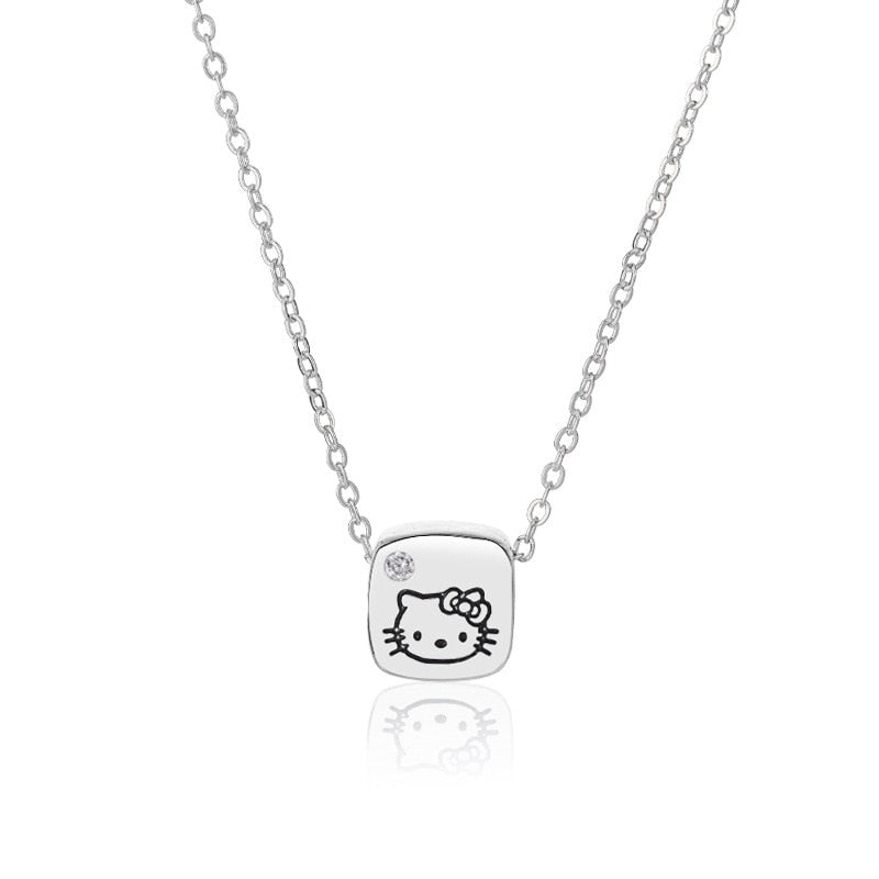 New Hello Kitty Pearl Necklace Cartoon Sanrio Anime KT Cat Luxury Y2k Sweet Clavicle Pendant Christmas Gift Girls Without Box