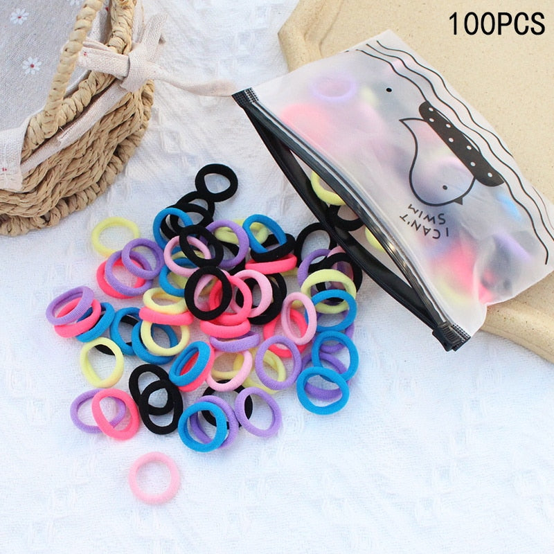 20/50Pcs/Set Girls Colorful Nylon Small Elastic Hair Bands Kids Cute Bow Hair Bands Ponytail Holder Headband Hair Accessories