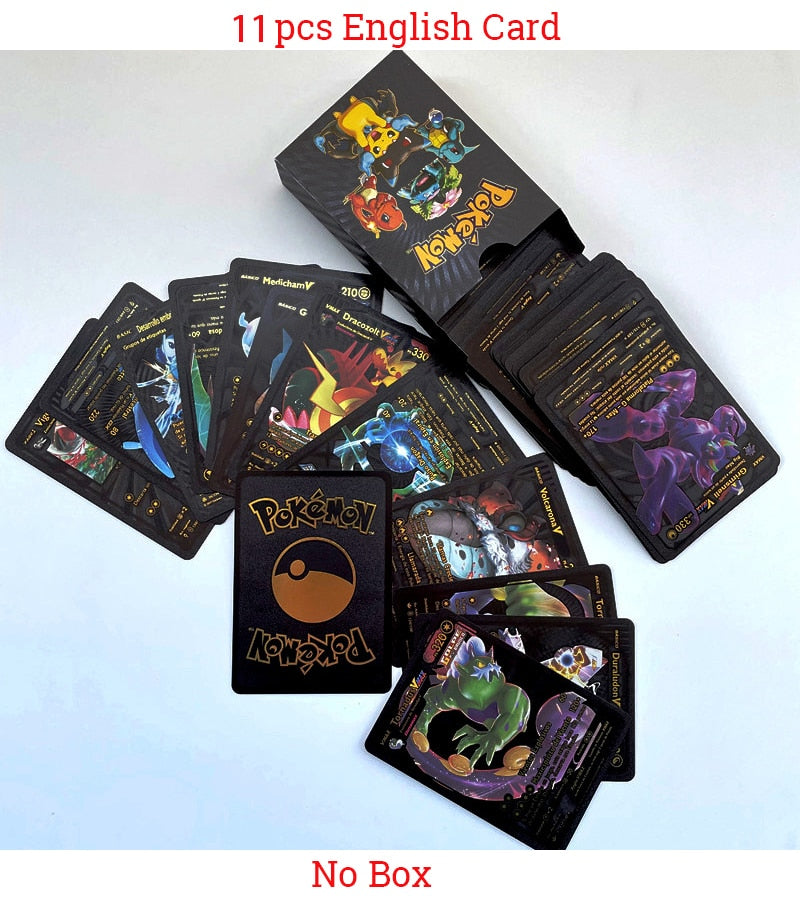 Rare Limited Edition 11pcs Pokémon Card Set: Gold Silver Black VMAX GX Surprise Gift Spanish English