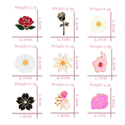 Cute Flowers Series Brooch for Girls Women Beautiful Rose Daisy Badge Fashion Backpack Enamel Pins Jewelry Valentine's Day Gifts