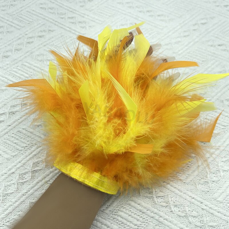 Women Natural Fur Feather Cuffs Snap On Bracelet Arm Cuff Shirts Sleeves For Women Real Ostrich Feather  Anklet Wrist Cuff